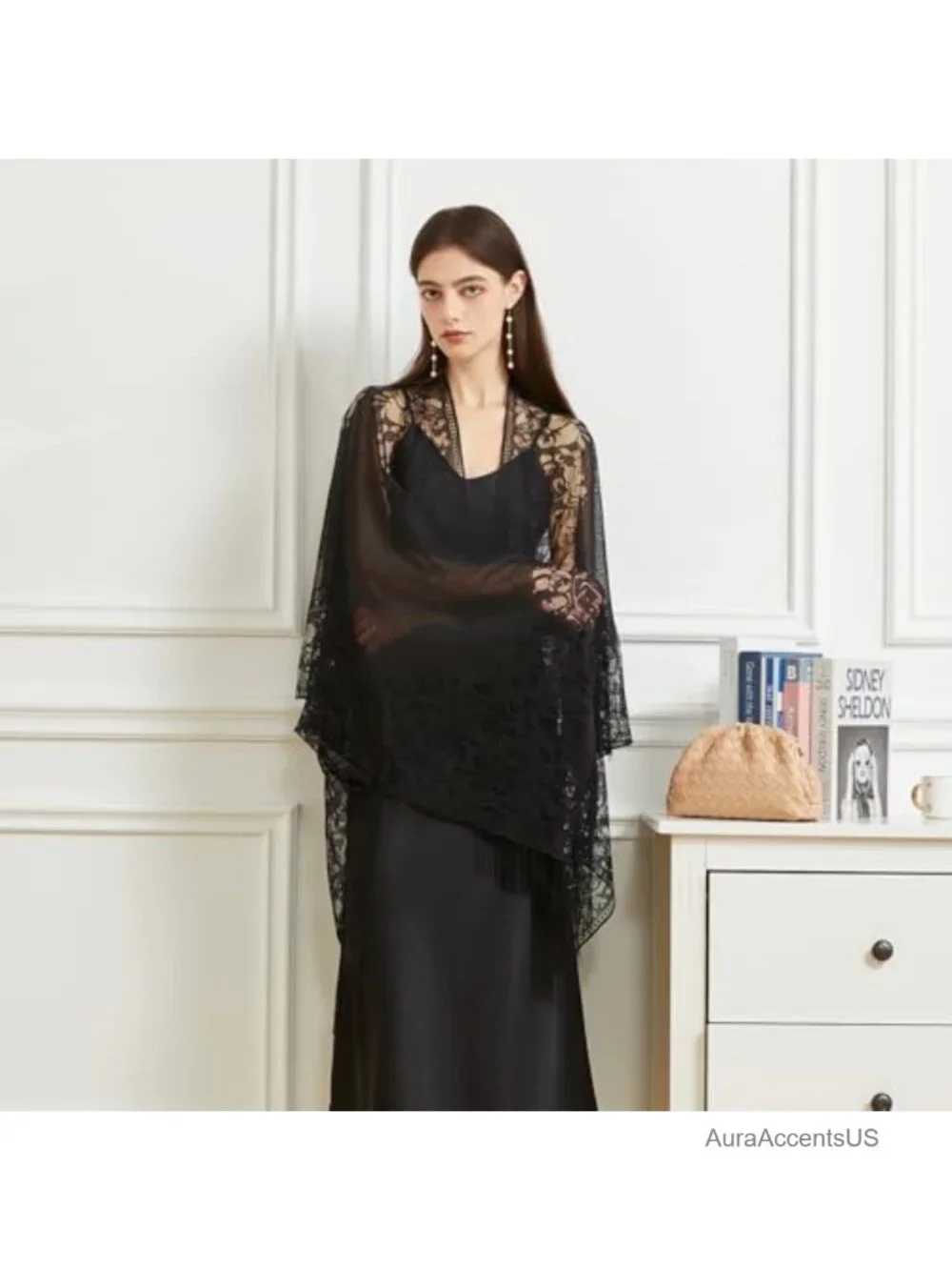 Lace Shawl Wrap for Women 1920s Cape Evening Cardigan Fringe